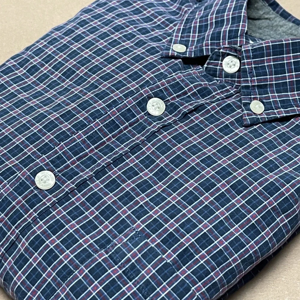 J.Crew‎ Men's Medium Windowpane Plaid Button Down Shirt Preppy Cotton Blue & Red